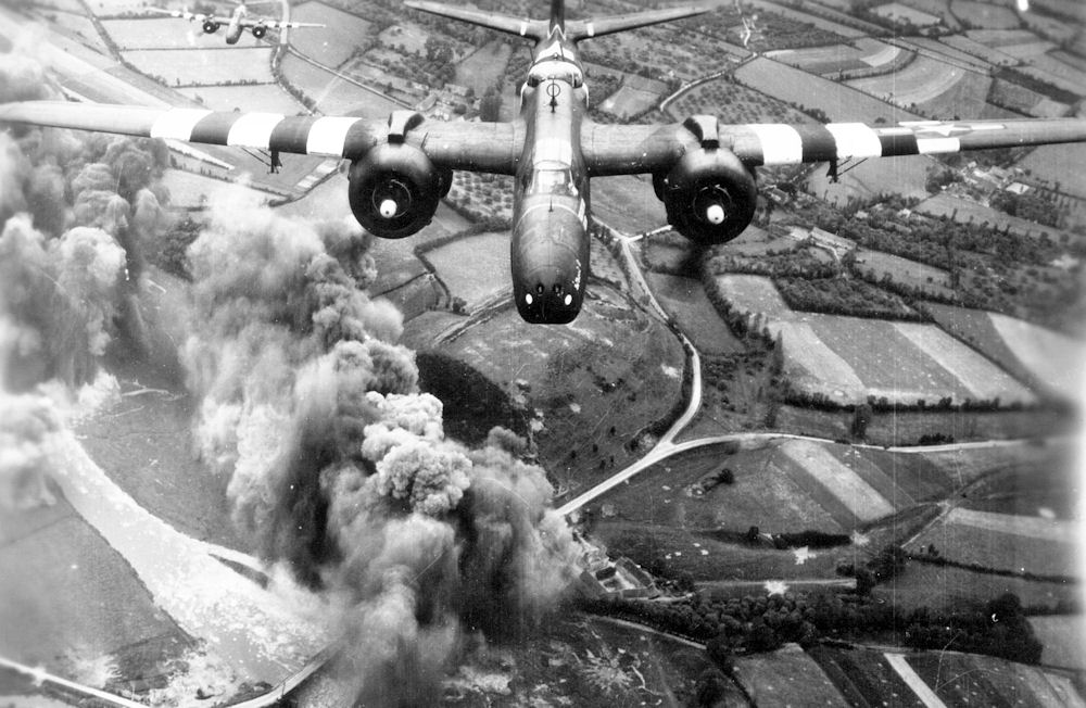 A-20 Havoc bombers of the 416th Bombardment Group in D-Day invasion stripes, 1944