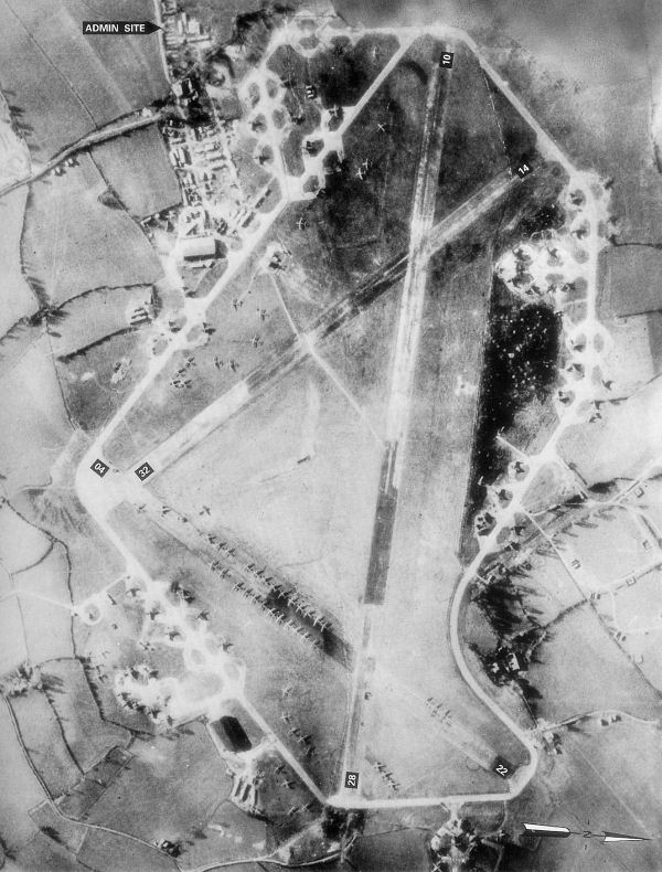 Aerial reconnaissance photograph of RAF Wethersfield, March 1945