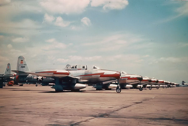 F-84G Thunderjets of the 77th Fighter-Bomber Squadron at RAF Wethersfield